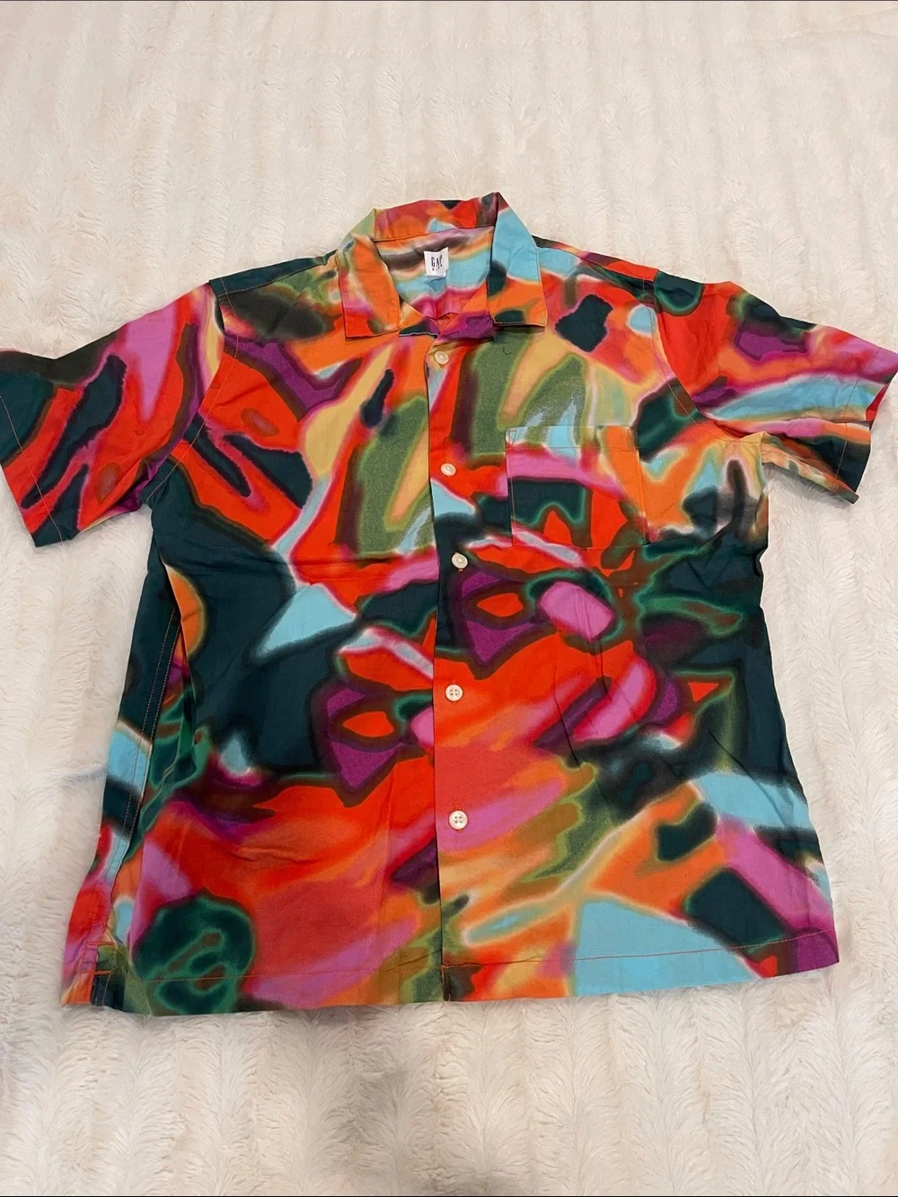 Boys GAP Multicolor Abstract Print Short-Sleeve Button Down Shirt